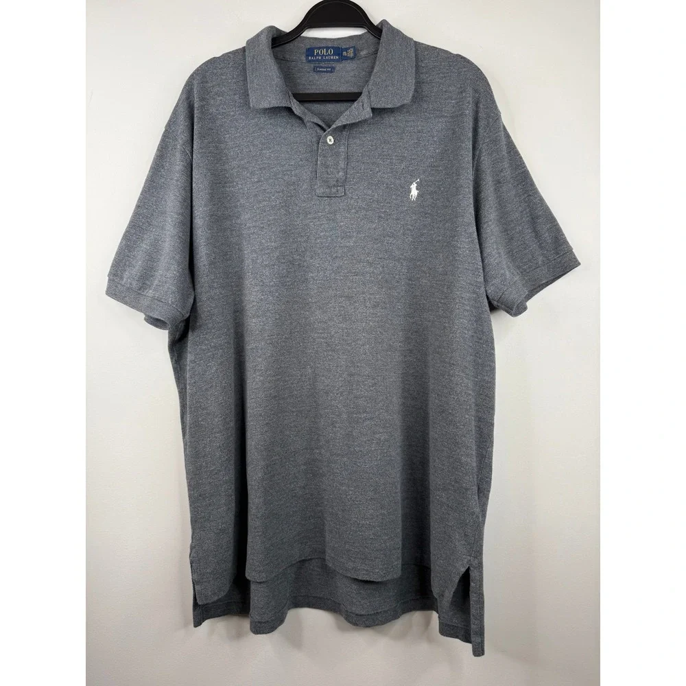 Polo Ralph Lauren Mens XXL Classic Fit Grey Short Sleeve Polo Shirt 100% Cotton